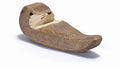 Ostheimer Seeotter klein schwimmend, Holzfigur auf dem Rücken liegend