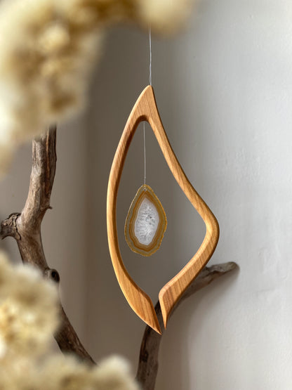 Fensterschmuck - Harfe mit naturfarbener Achatscheibe