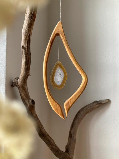 Fensterschmuck - Harfe mit naturfarbener Achatscheibe