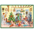 Adventskalender Bescherung an Heilig Abend von Sellmer, Weihnachtszimmer mit Baum und Geschenken