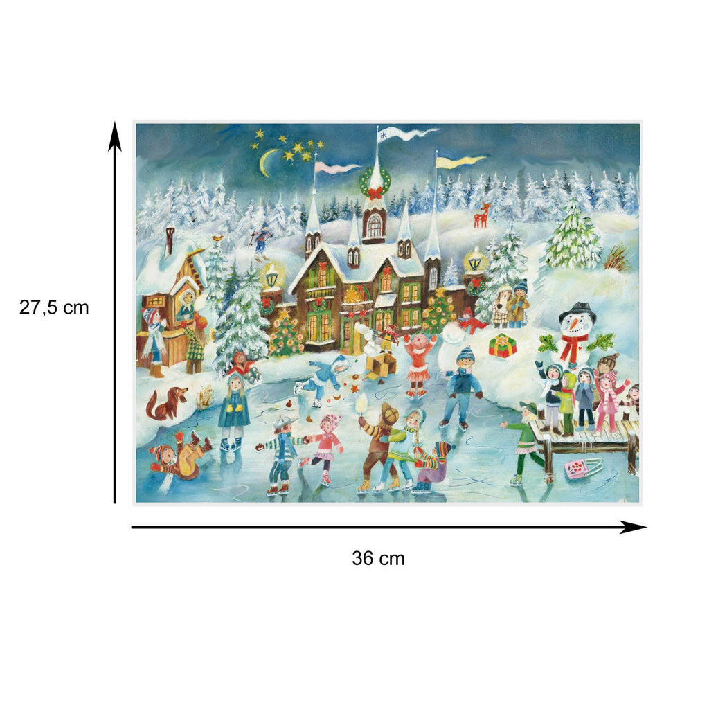 Adventskalender Eislauffreuden am Schloss von Sellmer mit Maßangaben
