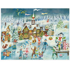 Adventskalender Eislauffreuden am Schloss von Sellmer, Kinder auf dem Eis vor dem Schloss