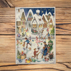 Sellmer Adventskalender Eislauffreuden vergangener Zeiten A4 auf einem Holztisch