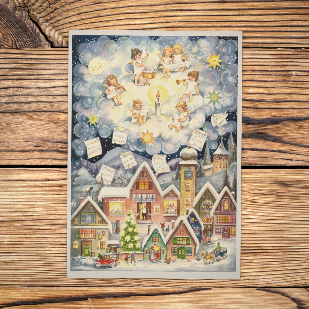 Sellmer Liedadventskalender A4 auf einem Holztisch