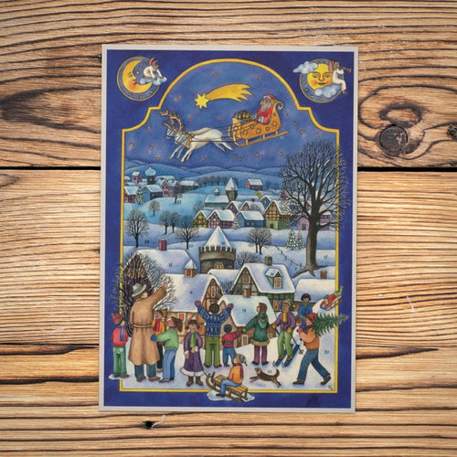 Sellmer Adventskalender Nikolaus kommt A4 auf einem Holztisch