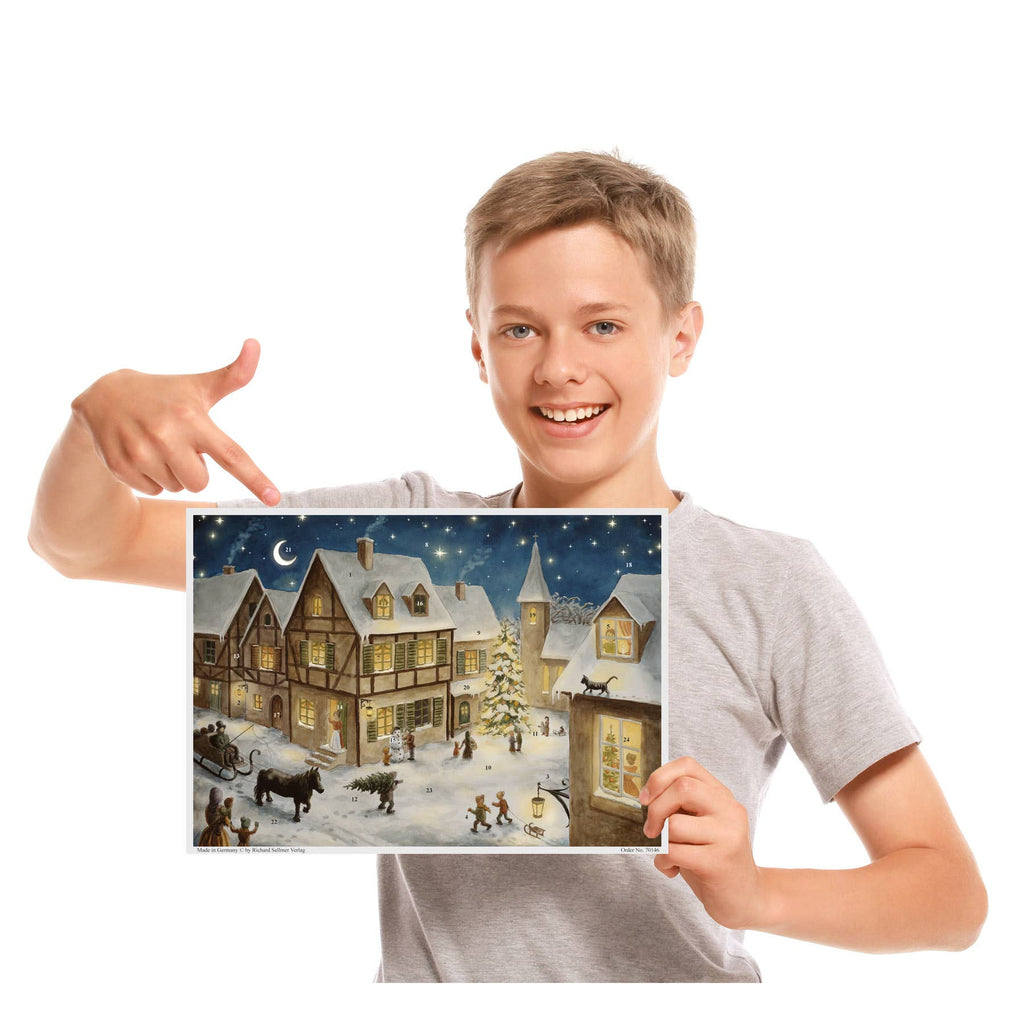 Adventskalender Weihnachtsabend im Dorf von Sellmer, Größenvergleich