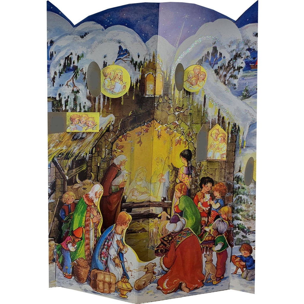Aufstell-Adventskalender Jesus ist geboren von Sellmer, ausgefaltete Kulisse