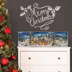 Panorama-Adventskalender Kleines Dorf im Winter von Sellmer, aufgestellt auf einer Kommode