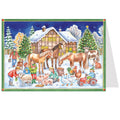 Postkarten-Adventskalender Weihnachten mit den Tieren von Sellmer, Bauernhof im Schnee