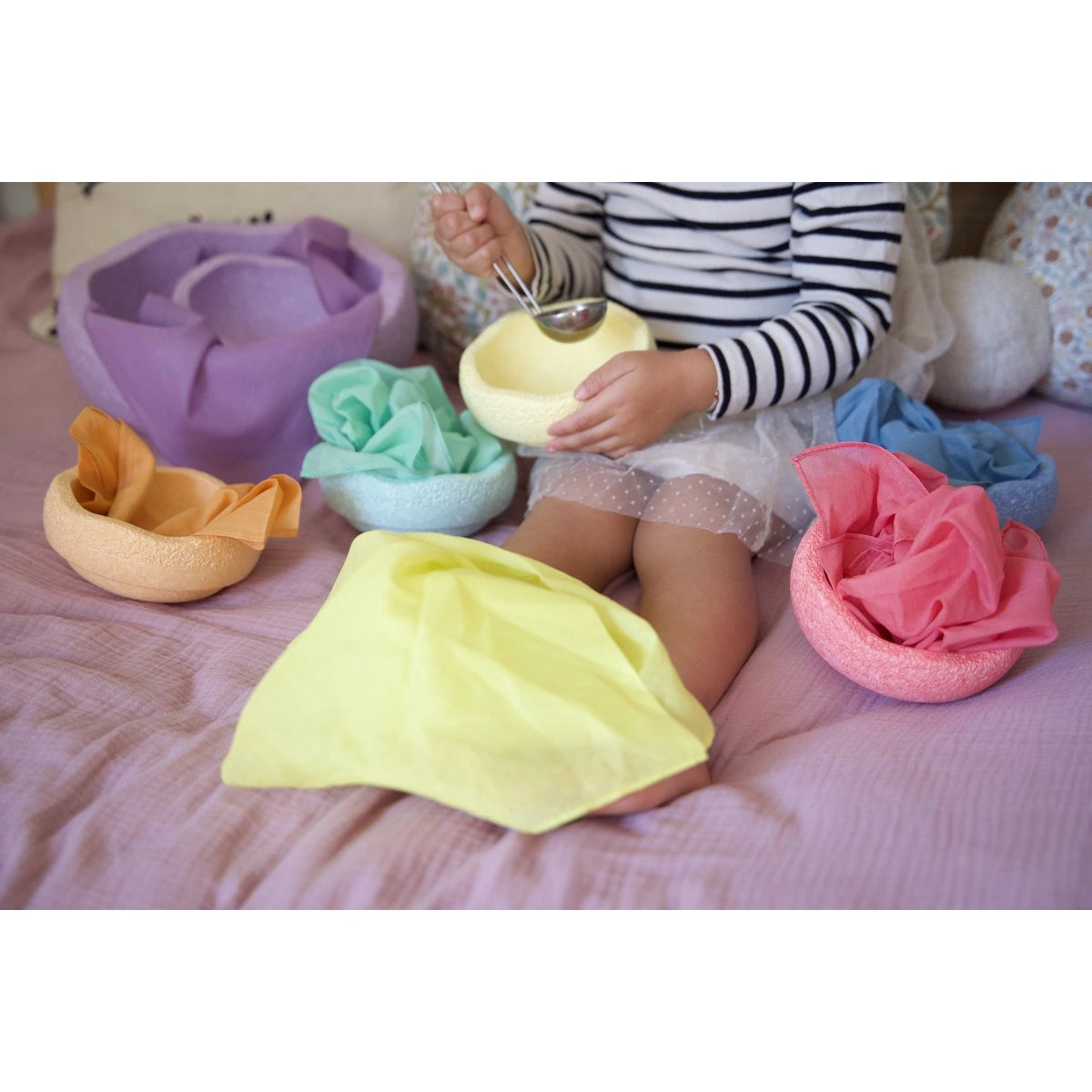 Spieltuch Baumwolle Pastellfarben-Set 48x48