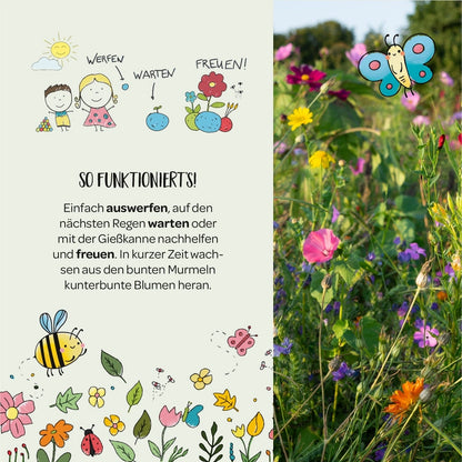 5er Blumenmurmeln im Pergaminbeutel - "Waldfreunde"