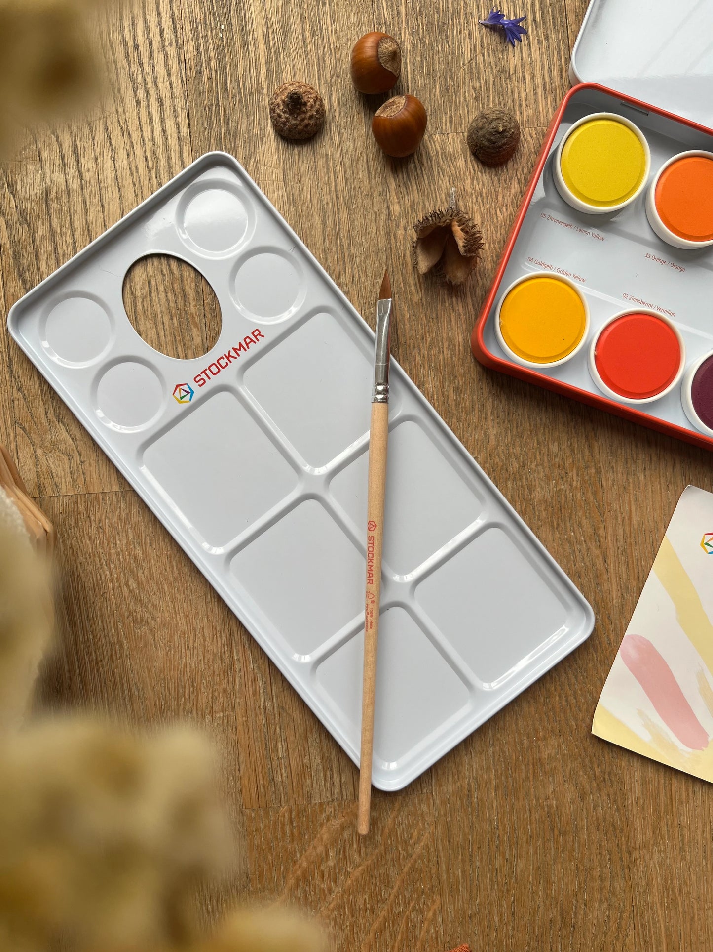 Stockmar Deckfarben 12 Farben + Deckweiß + Pinsel + Mischpalette