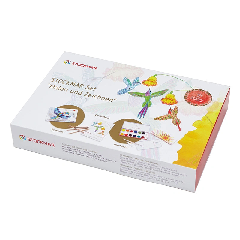 Stockmar Set "Malen und Zeichnen" 6-eckige Buntstifte + Deckfarbkasten