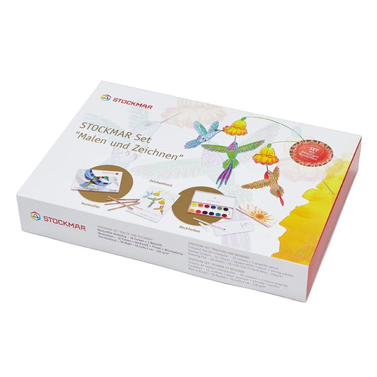 Stockmar Set "Malen und Zeichnen" 6-eckige Buntstifte + Deckfarbkasten