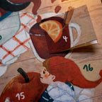 Adventskalender Wichtel von Studio Satsch, Detail mit Punschbecher und Türchen
