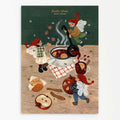 Adventskalender Wichtel von Studio Satsch A4, Wichtel rühren am Tisch einen Topf Punsch zwischen Äpfeln