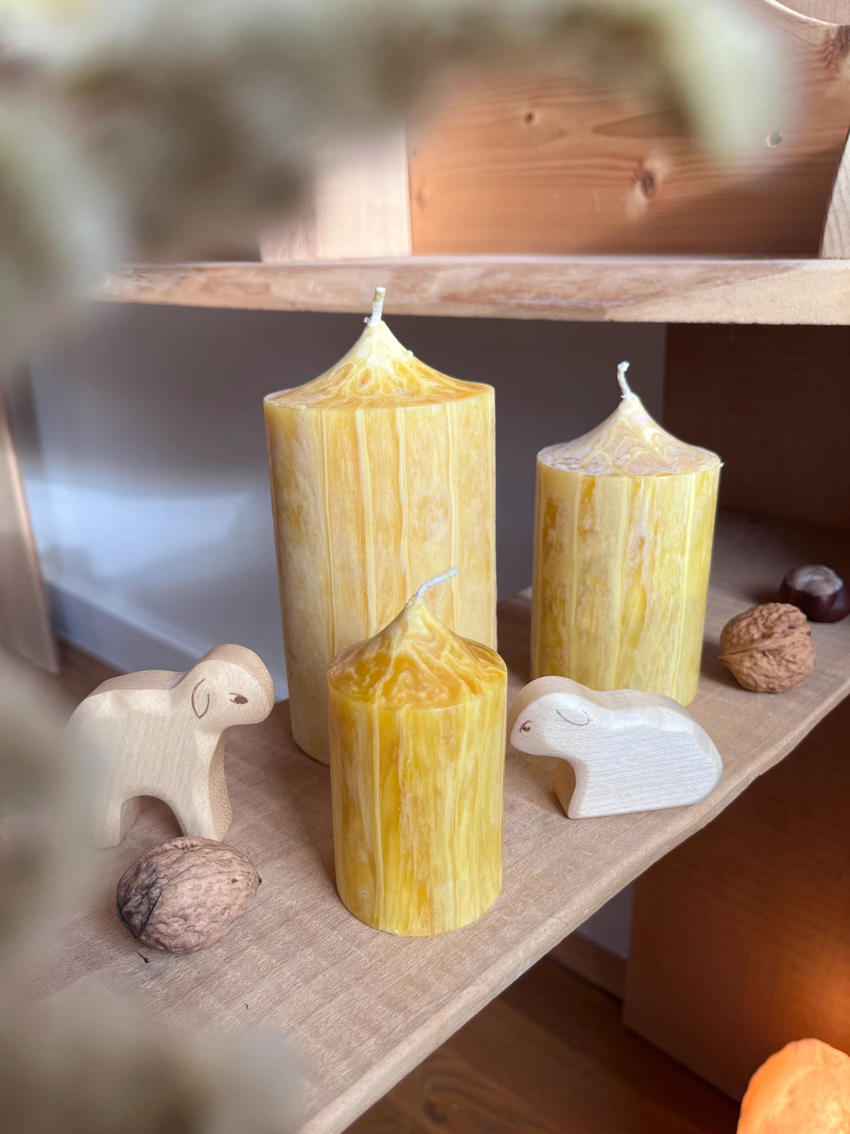 Stumpenkerze groß 100 % Bienenwachs