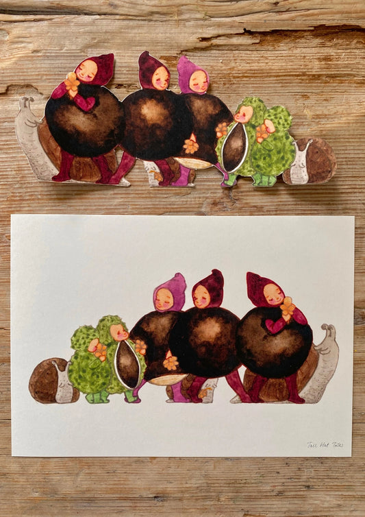 Bastelbogen - Kastanienkinder beim Spaziergang