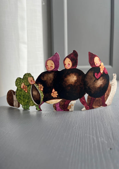Bastelbogen - Kastanienkinder beim Spaziergang