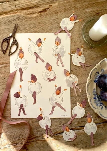 Bastelbogen Tanzende Schneeballkinder von Tall Hat Tales