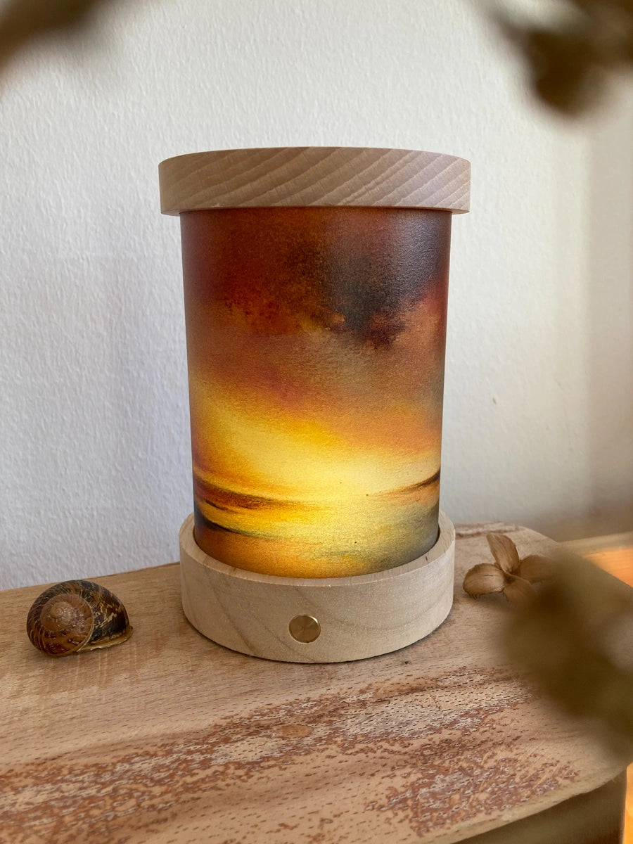 Toverlux Lichtkarten Naturgeschichten von Baukje Exler: Lichtkarte Goldener Sonnenuntergang leuchtet in der Laterne