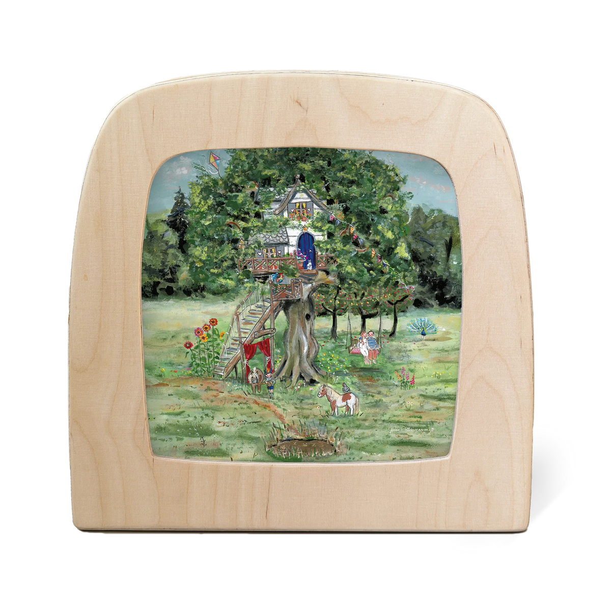 Toverlux Motiv Baumhaus von Gwen's Illustrations in der magischen Lampe: Baumhaus in einem großen Baum mit Schaukel, Garten und Wiese