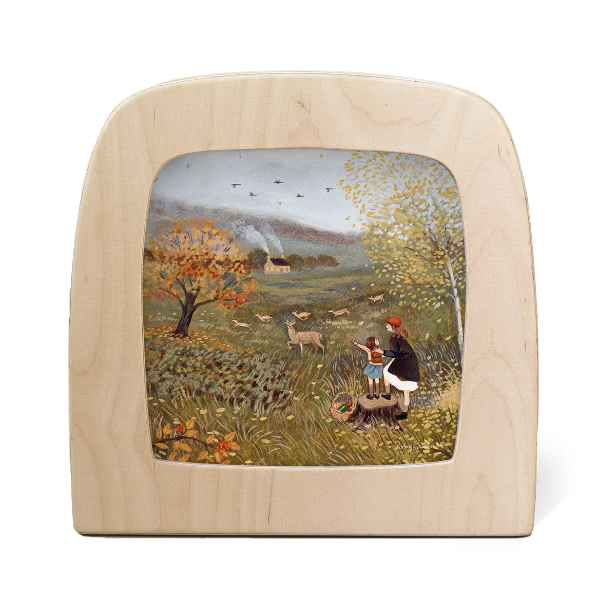 Toverlux Motiv Damhirsch von Robin Pieterse in der magischen Lampe: Mutter und Kind beobachten Damhirsche auf einem herbstlichen Feld