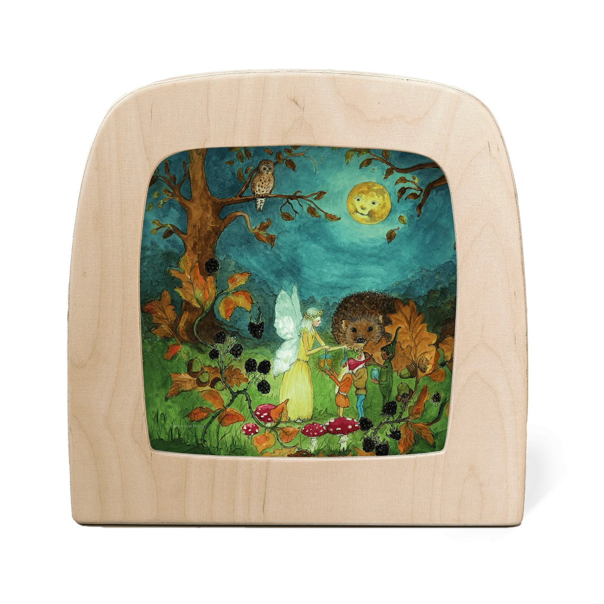 Toverlux Motiv Herbstfeen von Eentje van Margo in der magischen Lampe: Herbstfeen im Mondschein zwischen Waldtieren