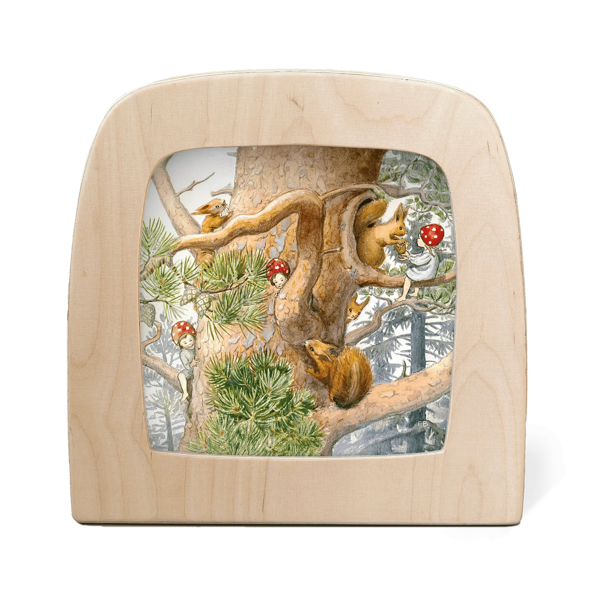 Toverlux Motiv Kinder des Waldes Suchen und Verstecken von Elsa Beskow in der magischen Lampe: Kinder des Waldes verstecken sich im Baum zwischen Eichhörnchen und Pilzen