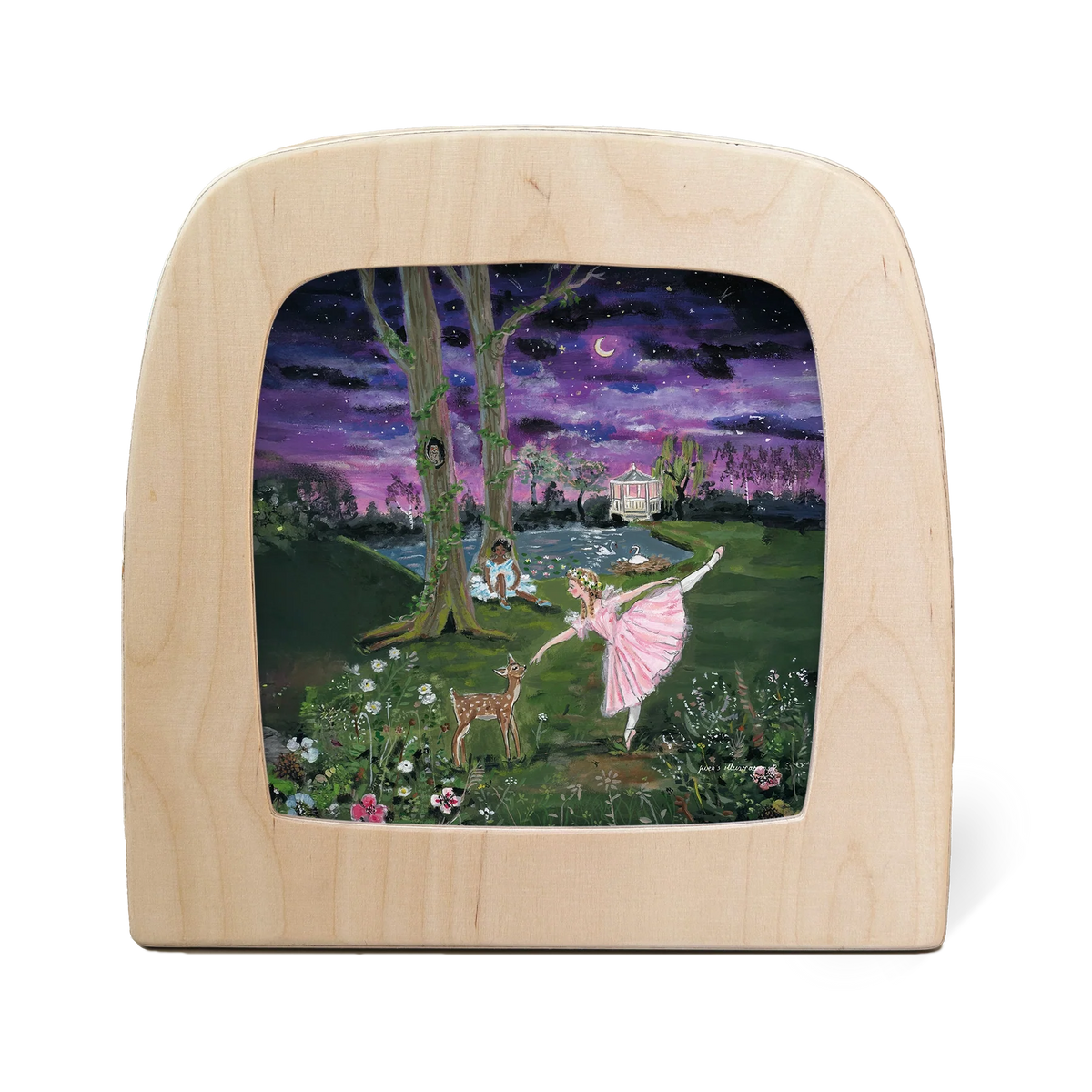 Toverlux Motiv Mondlicht Ballerina von Gwen's Illustrations in der magischen Lampe: Ballerina tanzt im Mondlicht auf einer Wiese, Rehe schauen zu