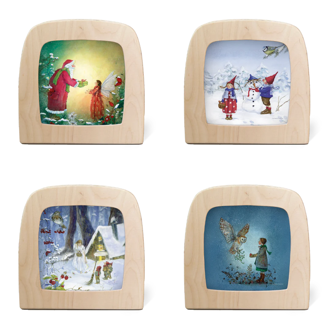 Toverlux 4er Motiv-Set Winter von Daniela Drescher: vier Wintermotive leuchten in der magischen Lampe