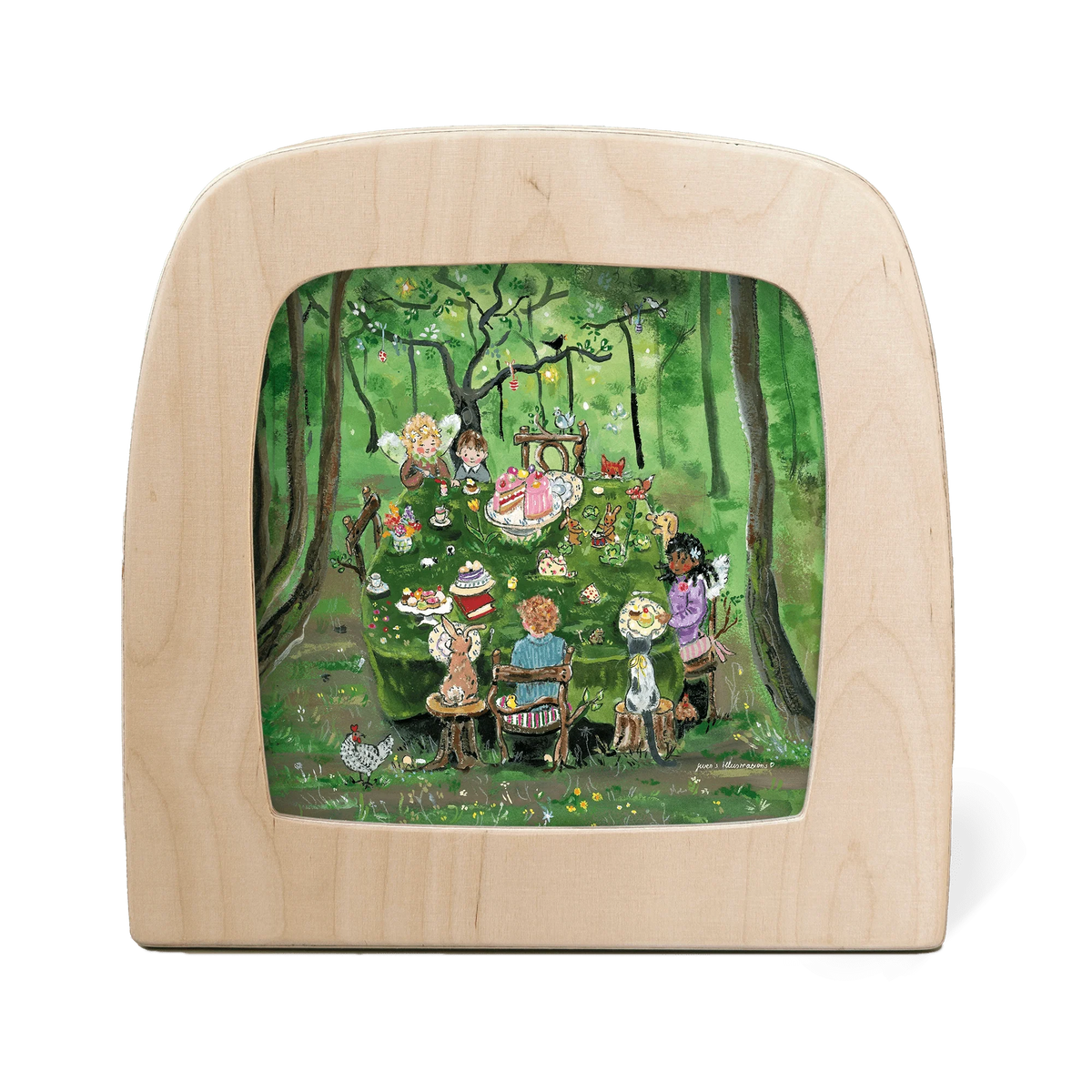 Toverlux Motiv Teeparty im Wald von Gwen's Illustrations in der magischen Lampe: Kinder und Tiere bei einer Teeparty im Wald