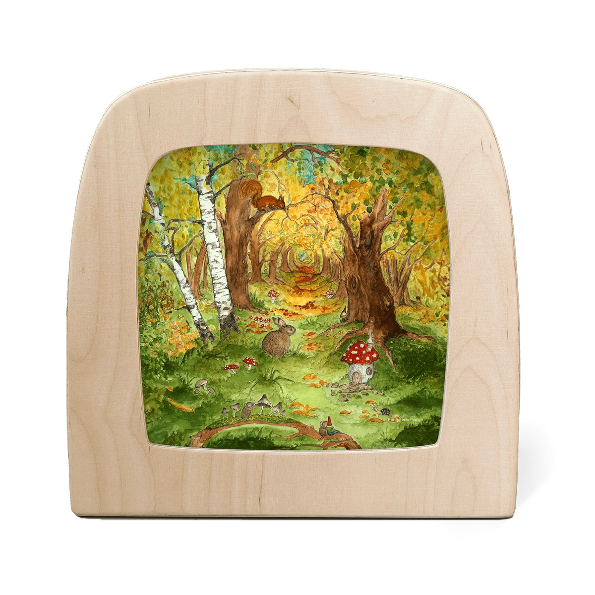 Toverlux Motiv Tiere im Herbstwald von Eentje van Margo in der magischen Lampe: Goldener Herbstwald mit Tieren und Pilzen