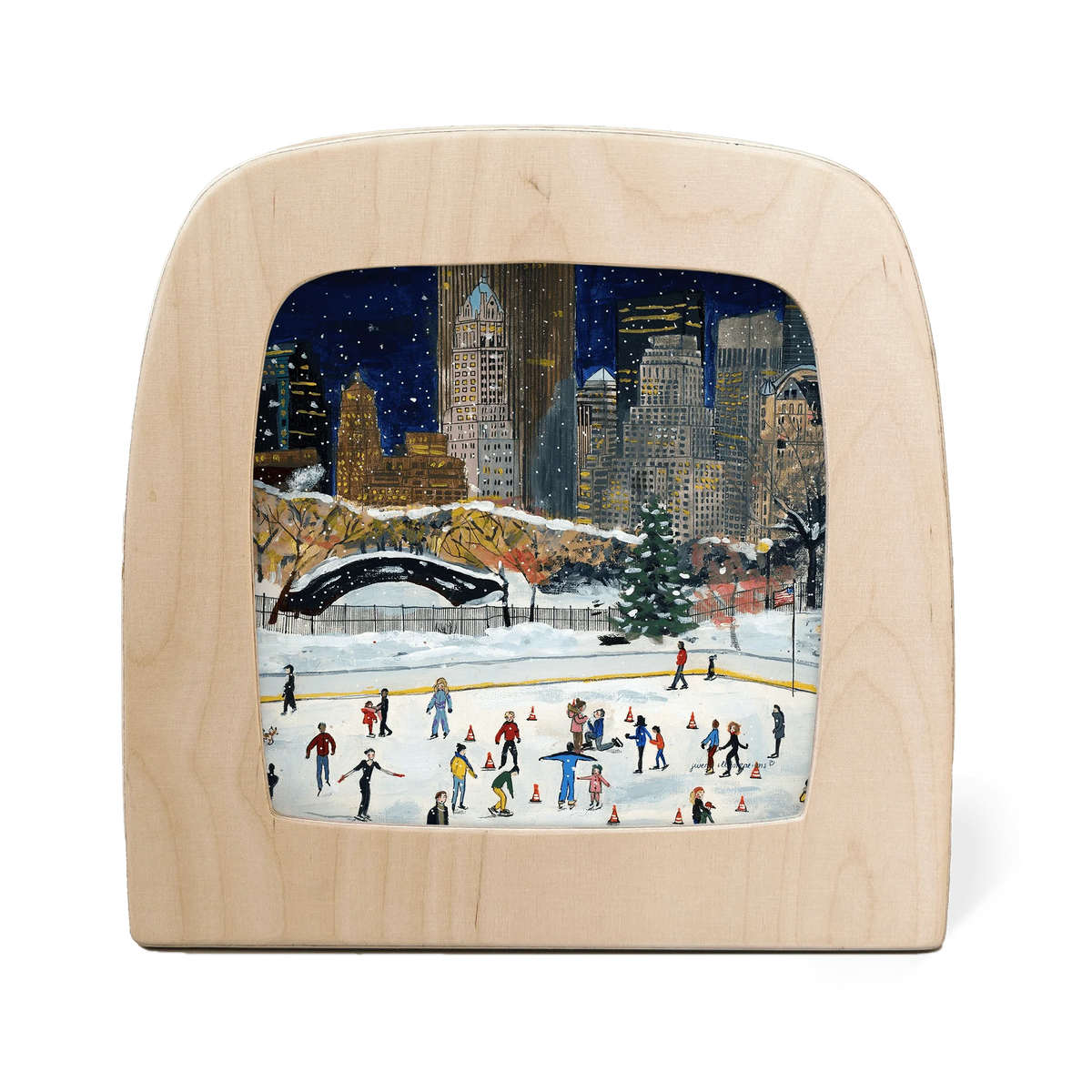 Toverlux Motiv Weihnachten in New York von Gwen's Illustrations in der magischen Lampe: Eisbahn mit Weihnachtsbaum vor der Skyline von New York