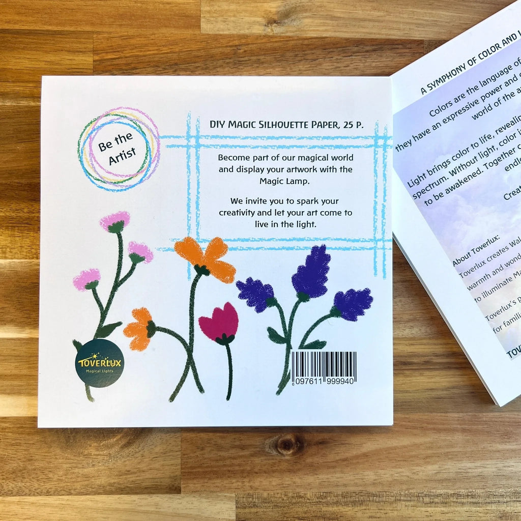 Toverlux Motivpapier zum Selbstgestalten: Heft mit Motivpapier und gemalten Blumen auf dem Umschlag