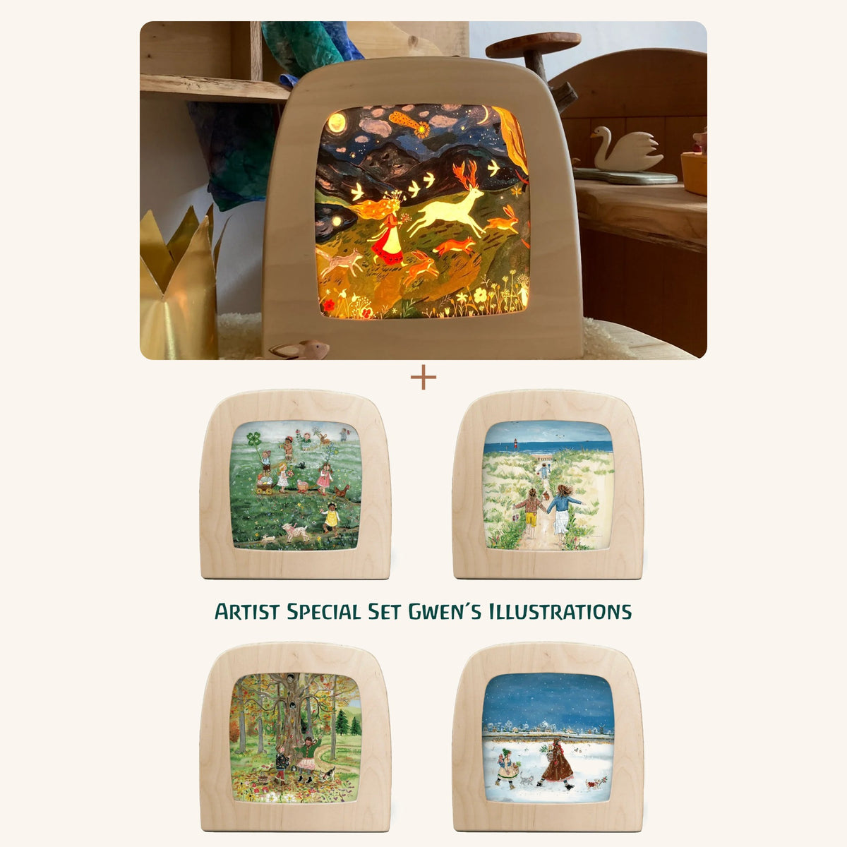 Toverlux Starter-Set Magische Lampe mit Motiv-Set Jahreszeiten von Gwen's Illustrations