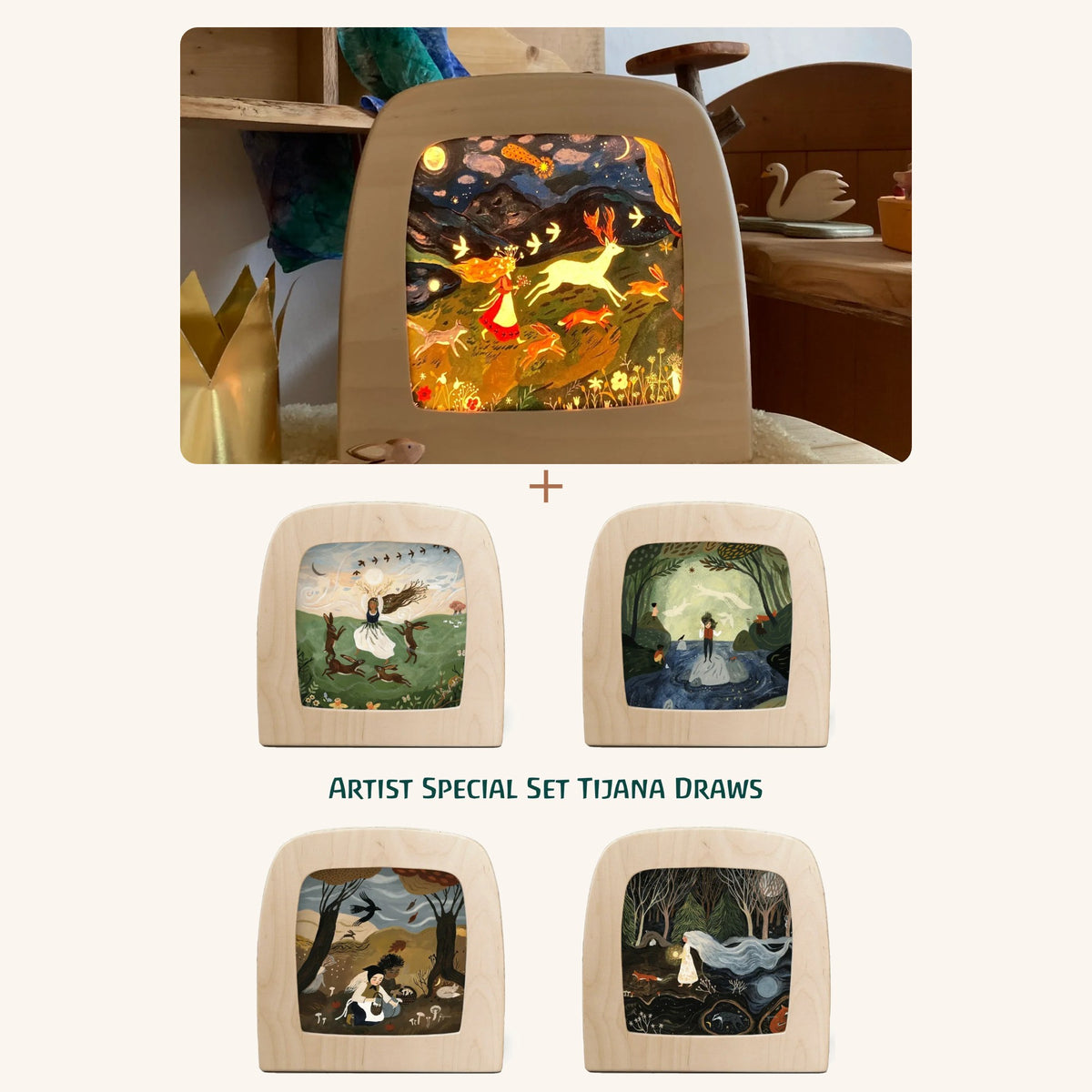 Toverlux Starter-Set Magische Lampe mit Motiv-Set Jahreszeiten von Tijana Draws