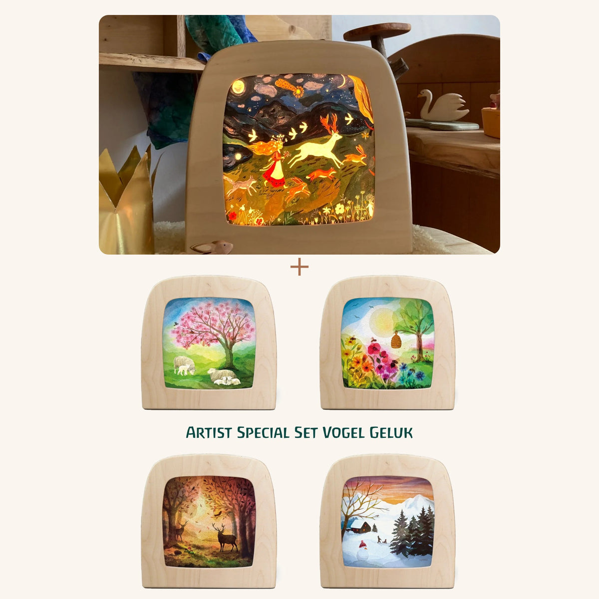Toverlux Starter-Set Magische Lampe mit Motiv-Set Jahreszeiten von Vogel Geluk