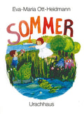 Urachhaus Kinderbuch Sommer von Eva-Maria Ott-Heidmann, Cover mit Kindern am Teich zwischen Schilf und Bäumen