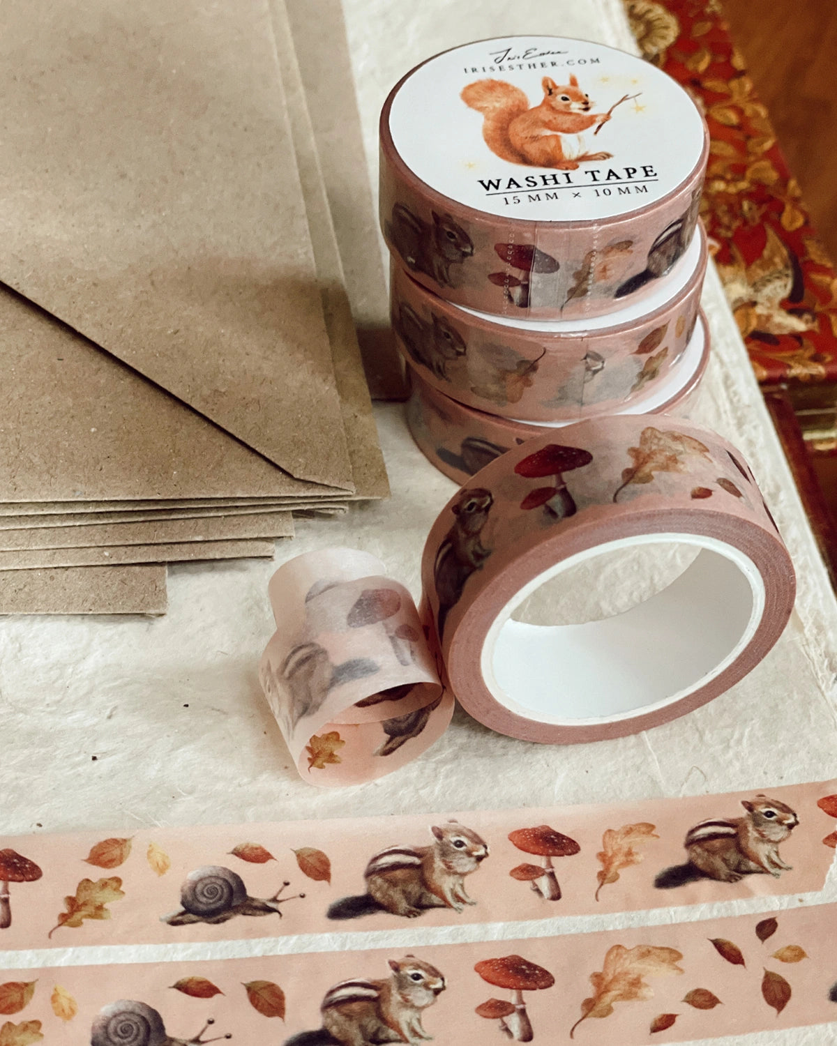Washi Tape Verzauberter Wald von Iris Esther auf Papier und Briefumschlägen, Foto
