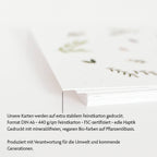Postkarte Fröhliche Waldweihnacht von VIERUNDFÜNFZIG A6, Detail des Feinstkartons mit Angaben zu Papier und Druck