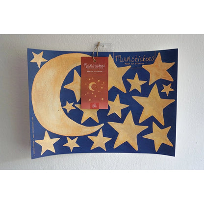 Wandtattoo Mond und Sterne