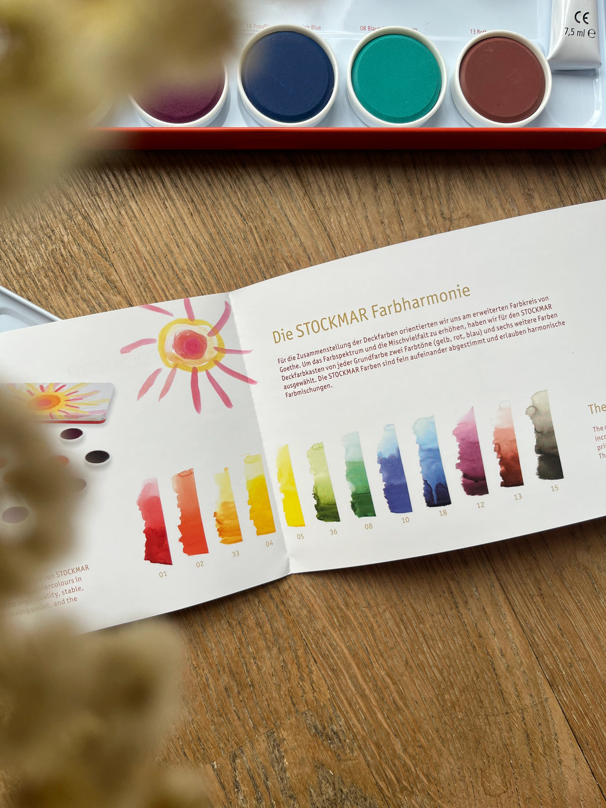 Stockmar Deckfarben 12 Farben + Deckweiß + Pinsel + Mischpalette