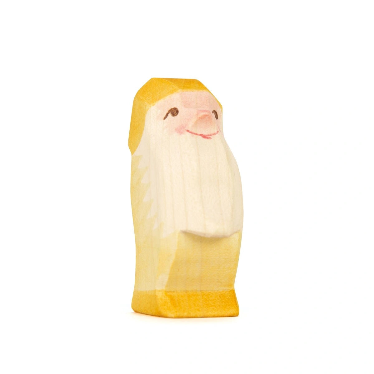 Ostheimer Zwerg gelb, Holzfigur mit Zipfelmütze und weißem Bart